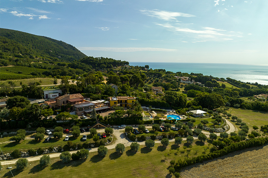 Drone view of Hotel Le Cave in Sirolo